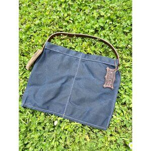 Orox Leather Co. Waxed Canvas Wine Caddy Holder In Navy Blue Leather Handcrafted